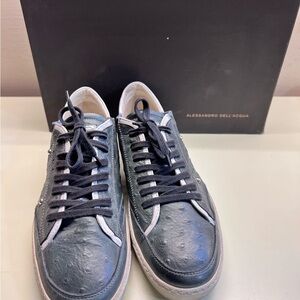 NWT made in Italy Alessandro del aqua Blue Textured leather  Sneakers